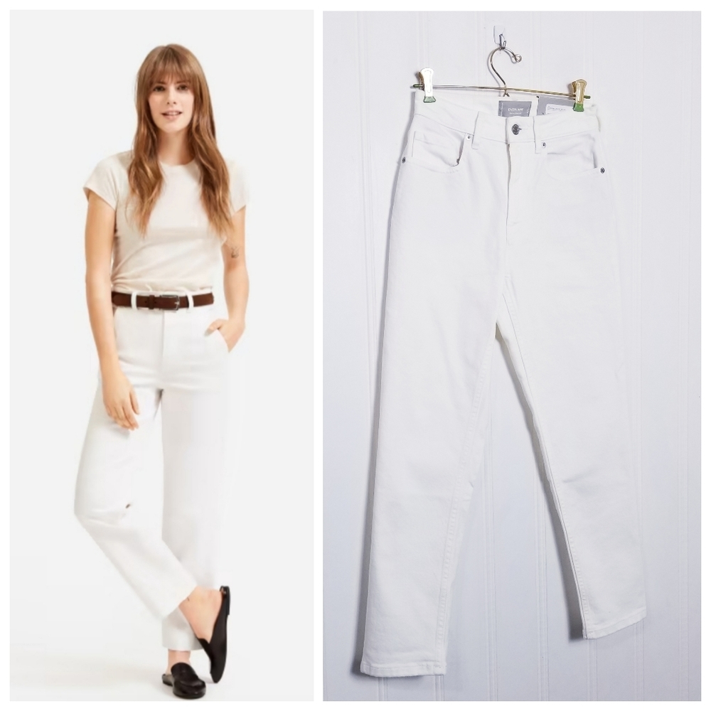 Everlane Curvy Cheeky Crop Jeans White High Rise NWT Straight Denim Size 25